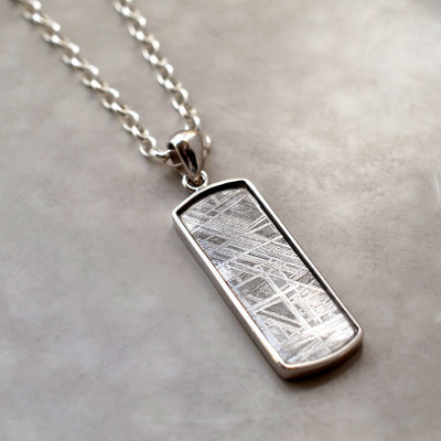 Meteorite And Silver Rectangular Necklace - Custom Jewellery By All Uniqueness