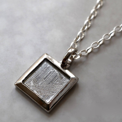 Meteorite And Silver Square Necklace - Custom Jewellery By All Uniqueness