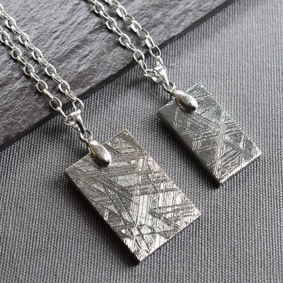 Meteorite And Silver Tag Necklace - Custom Jewellery By All Uniqueness