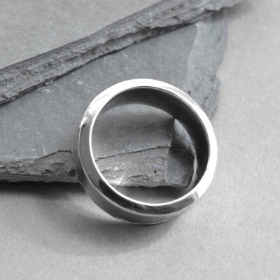 Meteorite Inlaid Silver Ring - Custom Jewellery By All Uniqueness