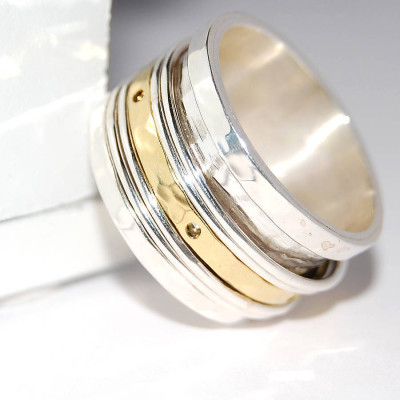 Silver And Gold Spinning Band Ring - Custom Jewellery By All Uniqueness