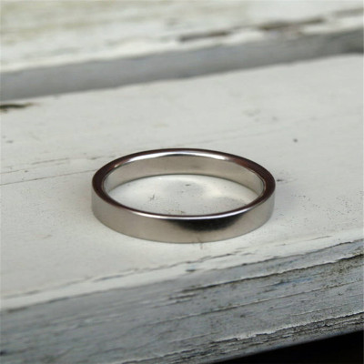White Gold Flat Wedding Band - Custom Jewellery By All Uniqueness