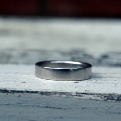 White Gold Flat Wedding Band - Custom Jewellery By All Uniqueness