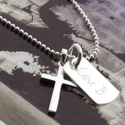 Silver Cross And Dogtag Necklace - Custom Jewellery By All Uniqueness