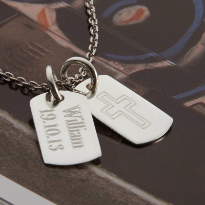 Silver Double Dog Tag Necklace - Custom Jewellery By All Uniqueness