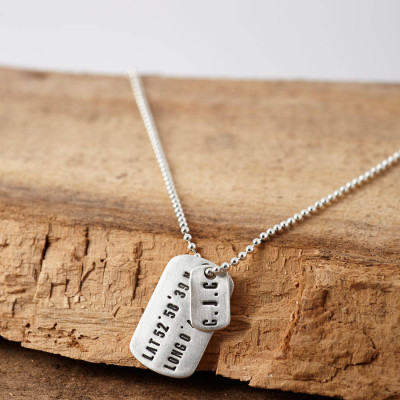 Silver Location Dog Tag Necklace - Custom Jewellery By All Uniqueness