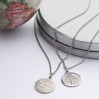 Silver St Christpher Medal Necklace - Custom Jewellery By All Uniqueness