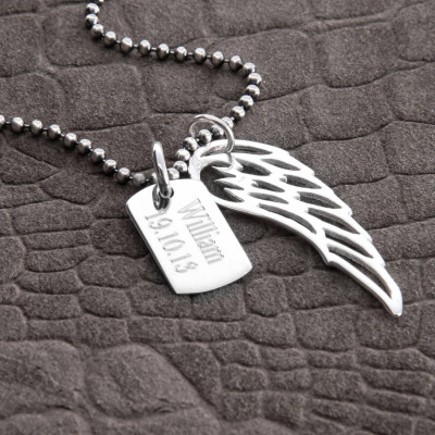 Silver Wing And Dogtag Pendant - Custom Jewellery By All Uniqueness