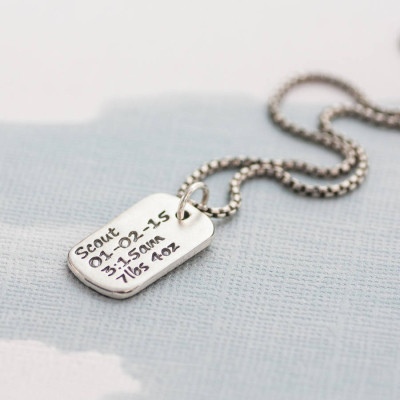 Dog Tag Necklace With Baby Birth Info - Custom Jewellery By All Uniqueness