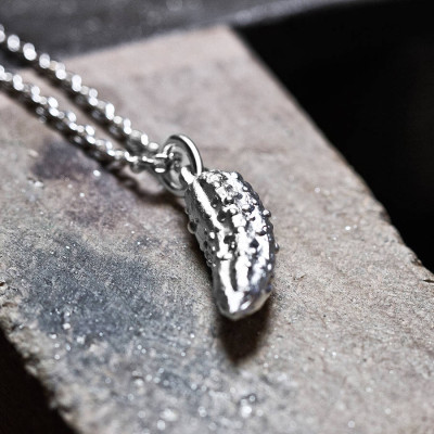 Silver Handcrafted Pickled Gherkin Necklace - Custom Jewellery By All Uniqueness