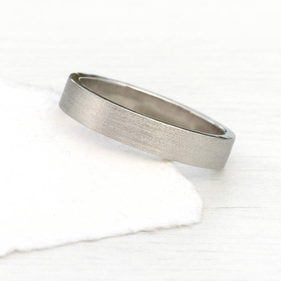 White Gold Wedding Ring With Spun Silk Finish - Custom Jewellery By All Uniqueness