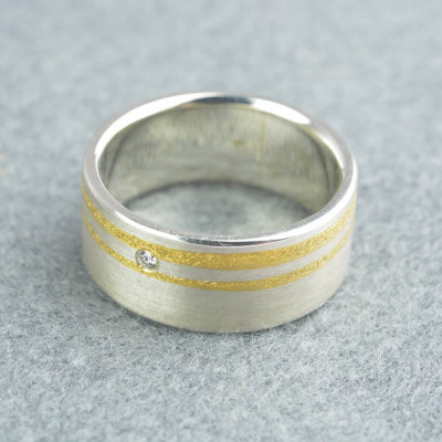 Silver And Finegold Diamond Ring - Custom Jewellery By All Uniqueness