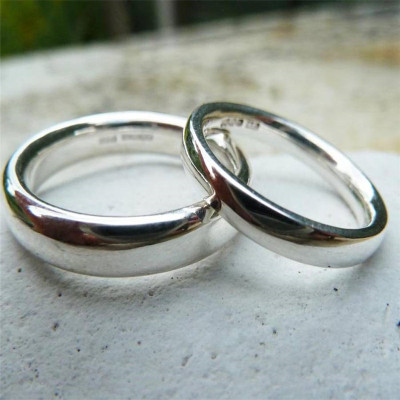 Silver Comfort Fit Wedding Ring Set - Custom Jewellery By All Uniqueness