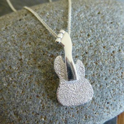 Silver Guitar Pendant And Chain - Custom Jewellery By All Uniqueness