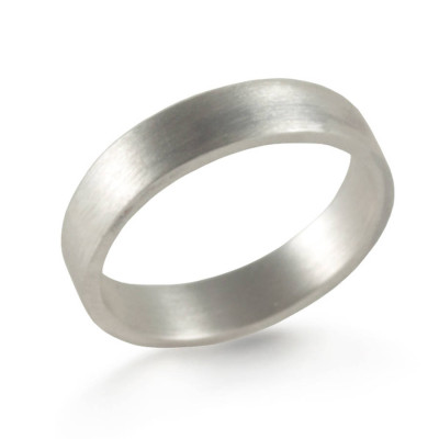 Silver Wedding Band Ring Hand Forged Flat Fit - Custom Jewellery By All Uniqueness