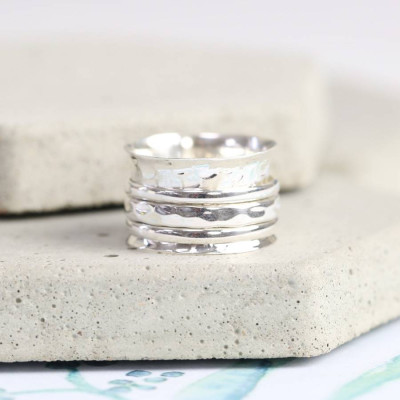 Silver Hammered Effect Spinning Ring - Custom Jewellery By All Uniqueness