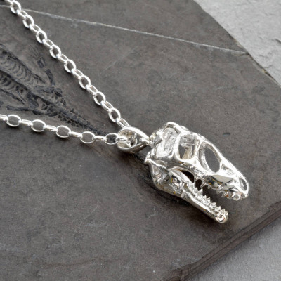 Silver T Rex Skull Necklace - Custom Jewellery By All Uniqueness
