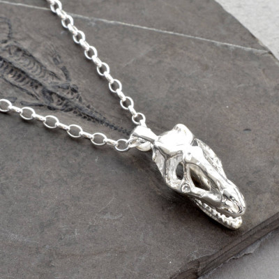 Silver T Rex Skull Necklace - Custom Jewellery By All Uniqueness