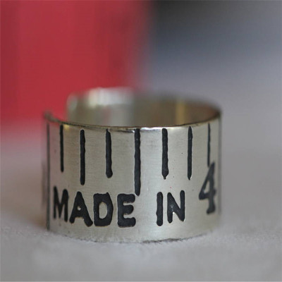 Etched Silver Vintage Style Tape Measure Ring - Custom Jewellery By All Uniqueness