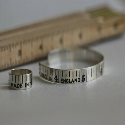 Etched Silver Vintage Style Tape Measure Ring - Custom Jewellery By All Uniqueness