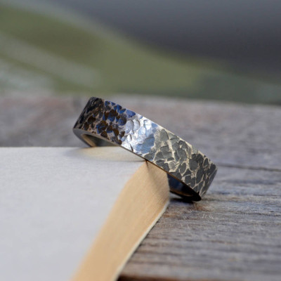 Textured Wedding Band In Oxidised Silver - Custom Jewellery By All Uniqueness