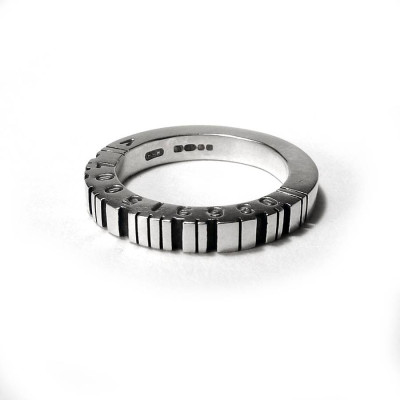 Thick Square Silver Barcode Ring - Custom Jewellery By All Uniqueness