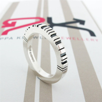 Thick Square Silver Barcode Ring - Custom Jewellery By All Uniqueness