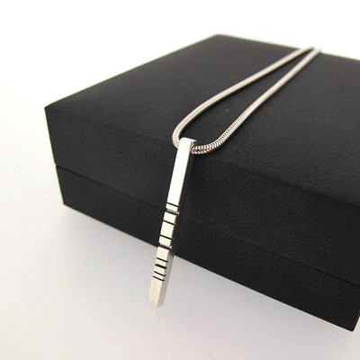 Thin Silver Barcode Pendant - Custom Jewellery By All Uniqueness