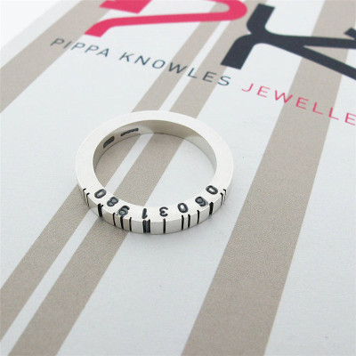 Thin Square Silver Barcode Ring - Custom Jewellery By All Uniqueness