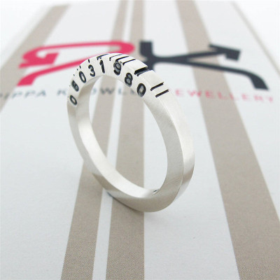 Thin Square Silver Barcode Ring - Custom Jewellery By All Uniqueness