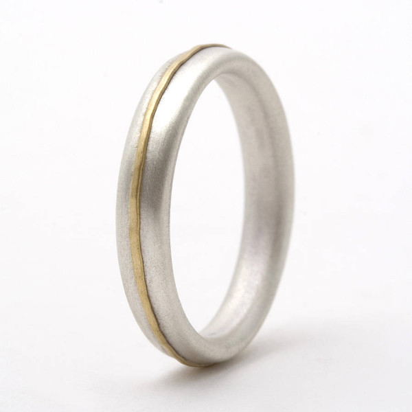 Thin Silver Ring With Yellow Gold Detail - Custom Jewellery By All Uniqueness