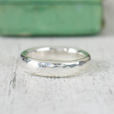 Unisex Hammered Silver Ring - Custom Jewellery By All Uniqueness
