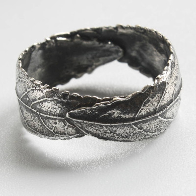 Woodland Unisex Silver Leaf Ring - Custom Jewellery By All Uniqueness