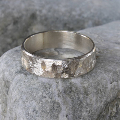 Unisex Textured Silver Band Ring - Custom Jewellery By All Uniqueness