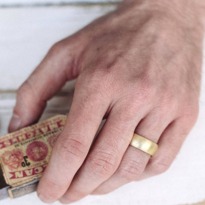 Wide Gents Soft Pebble Wedding Ring Gold - Custom Jewellery By All Uniqueness