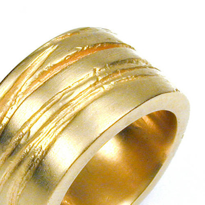 Wide Silver Texture Bound Ring In Gold Plated - Custom Jewellery By All Uniqueness