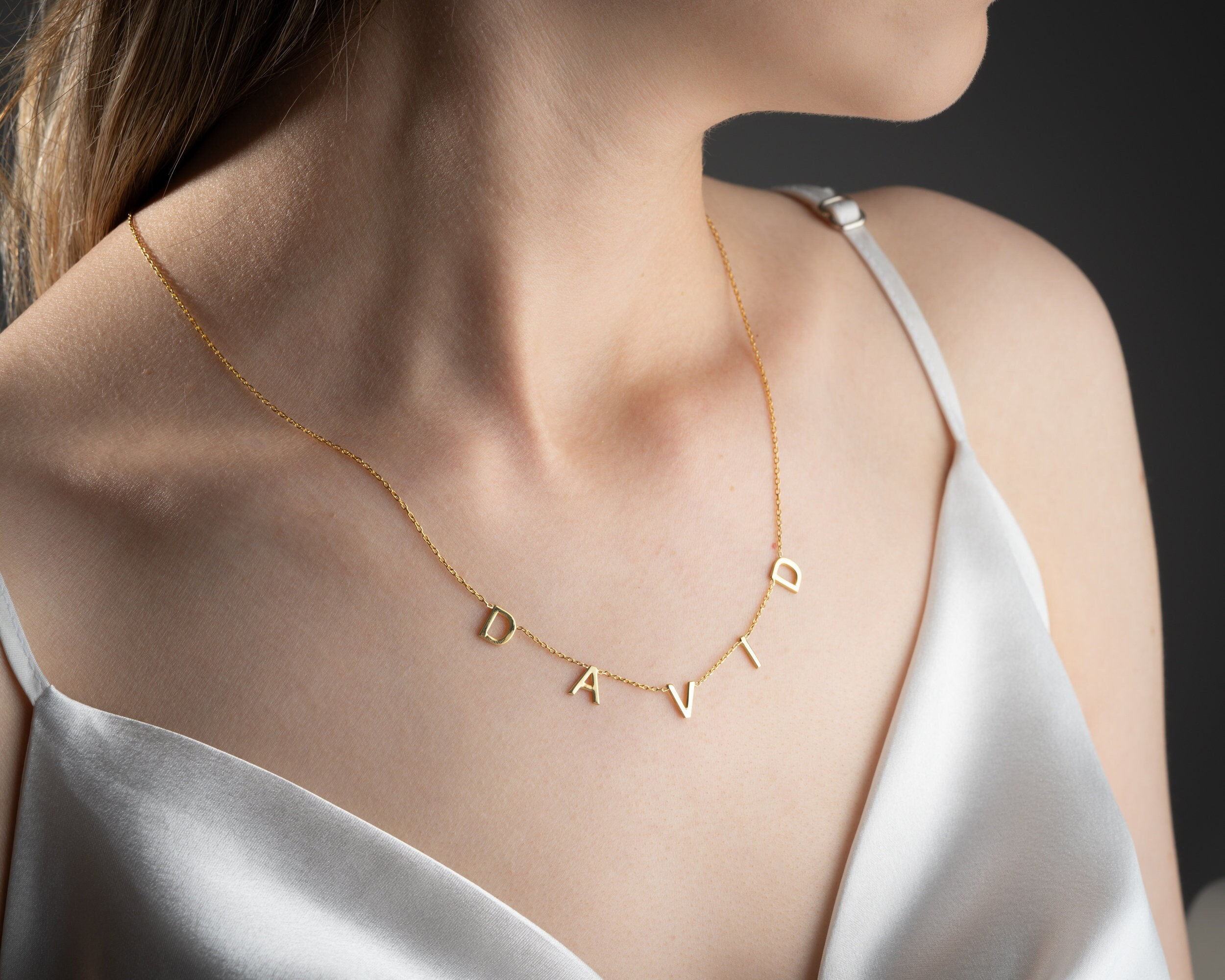 Gold Personalized Women's Name Necklace, Silver &amp; Sterling Silver Nameplate Necklace, Custom Name Jewelry for Girlfriend,