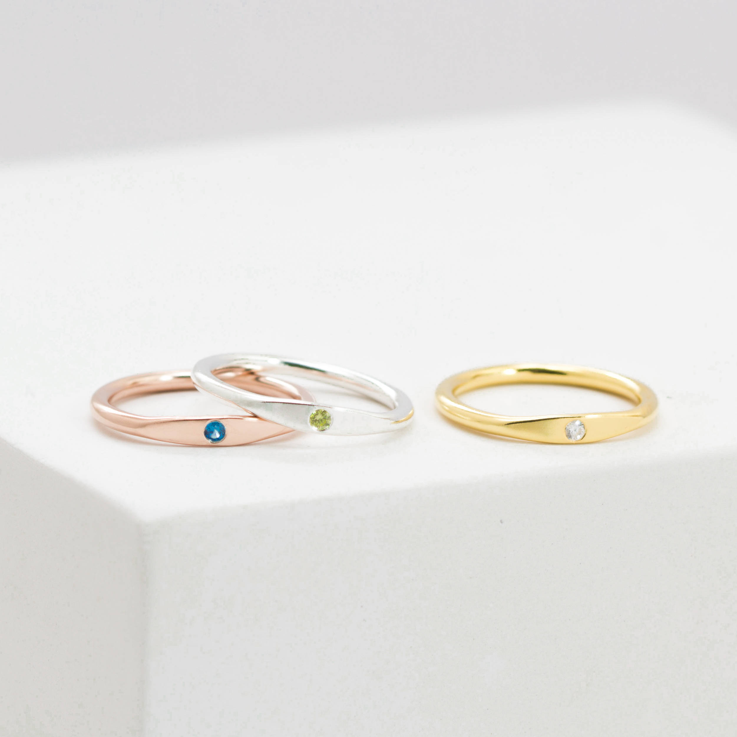 Personalized Stacking Birthstone Gemstone Ring for Mothers - Gift for Her