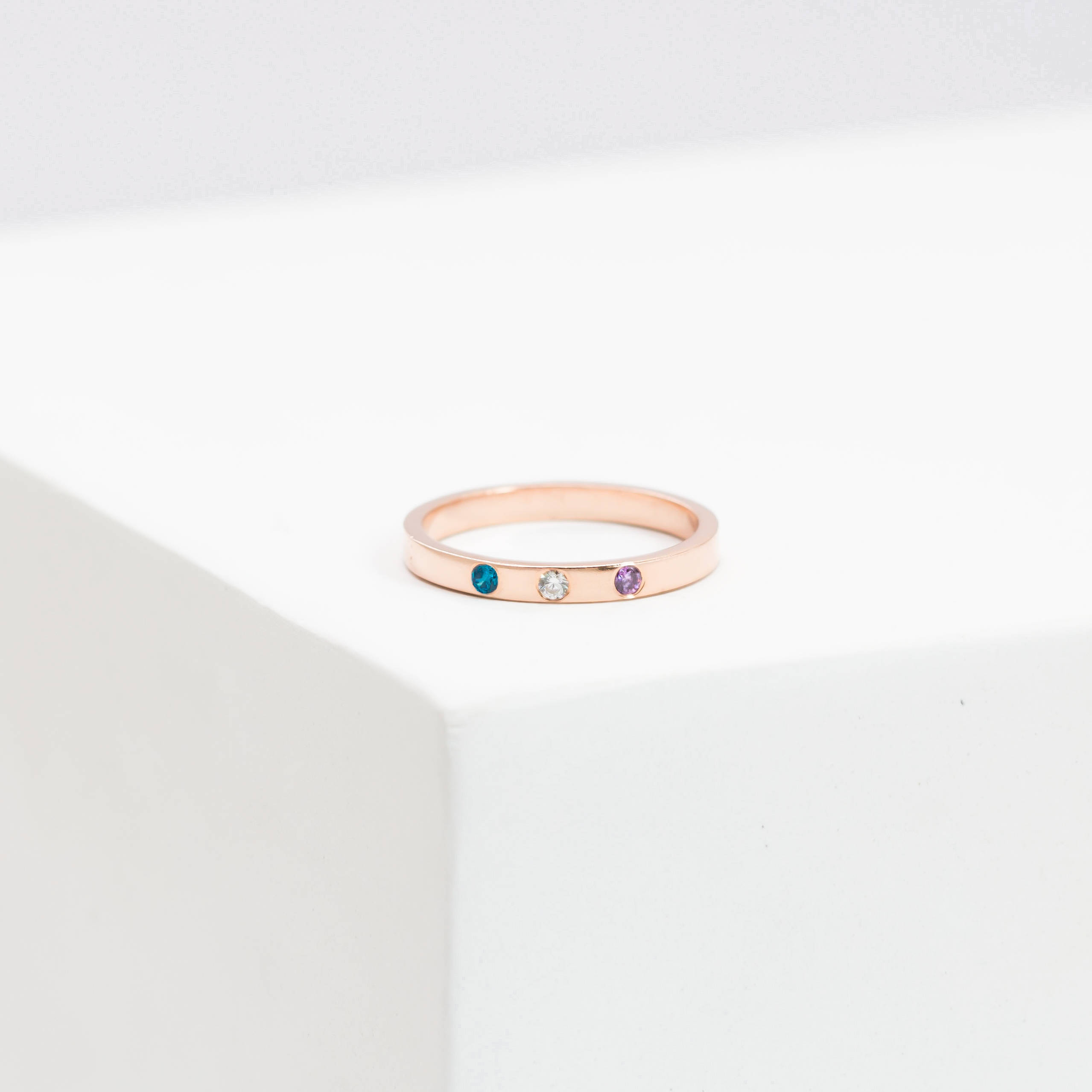 Sterling Silver Stacking Name Ring with Birthstone - Perfect Christmas Gift for Mom
