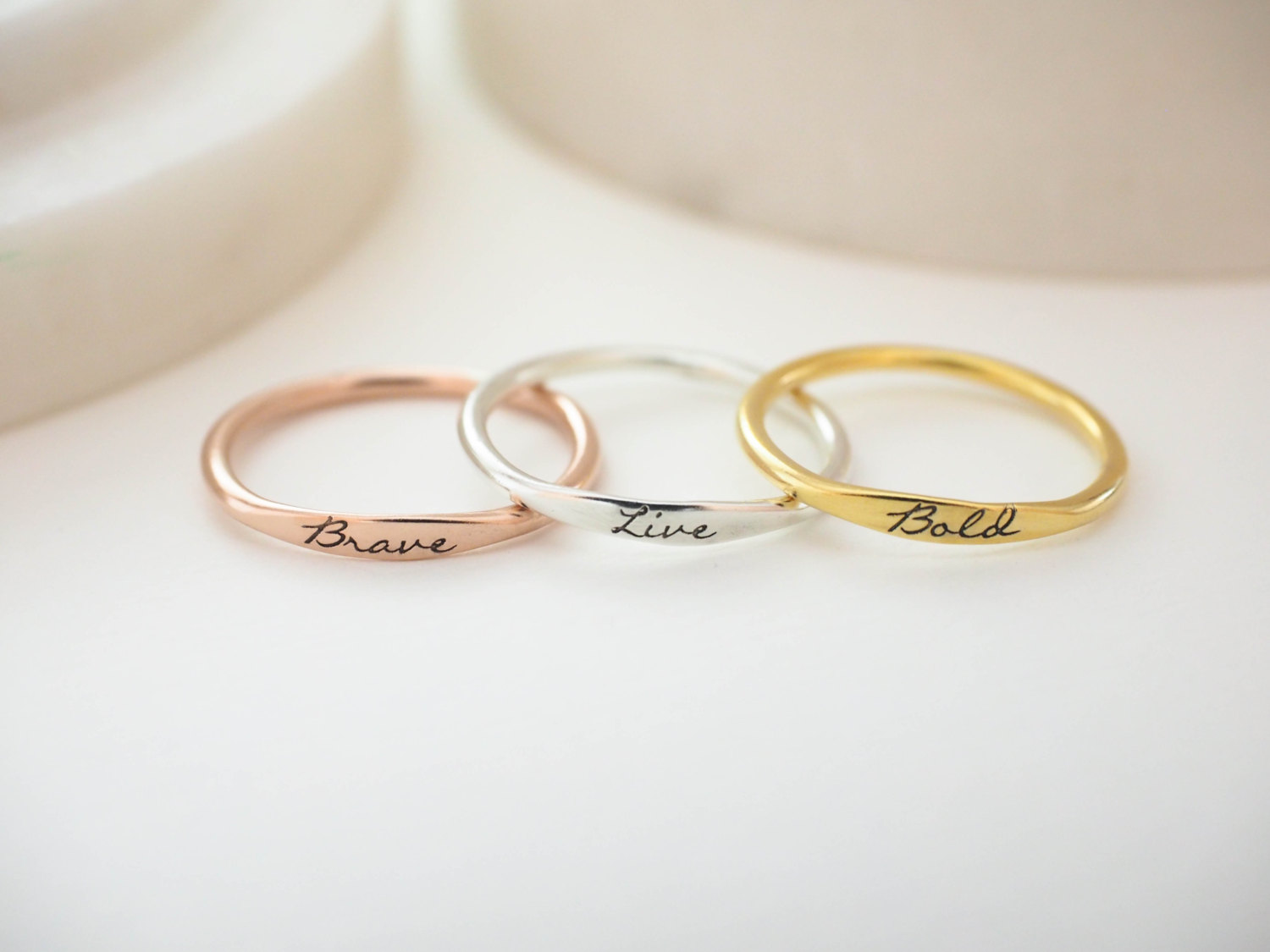 Custom Delicate Name Ring - Personalized Stacking Rings - Skinny Custom Ring - Bridesmaids &amp; Mom Gifts - Christmas Baby Name Jewelry