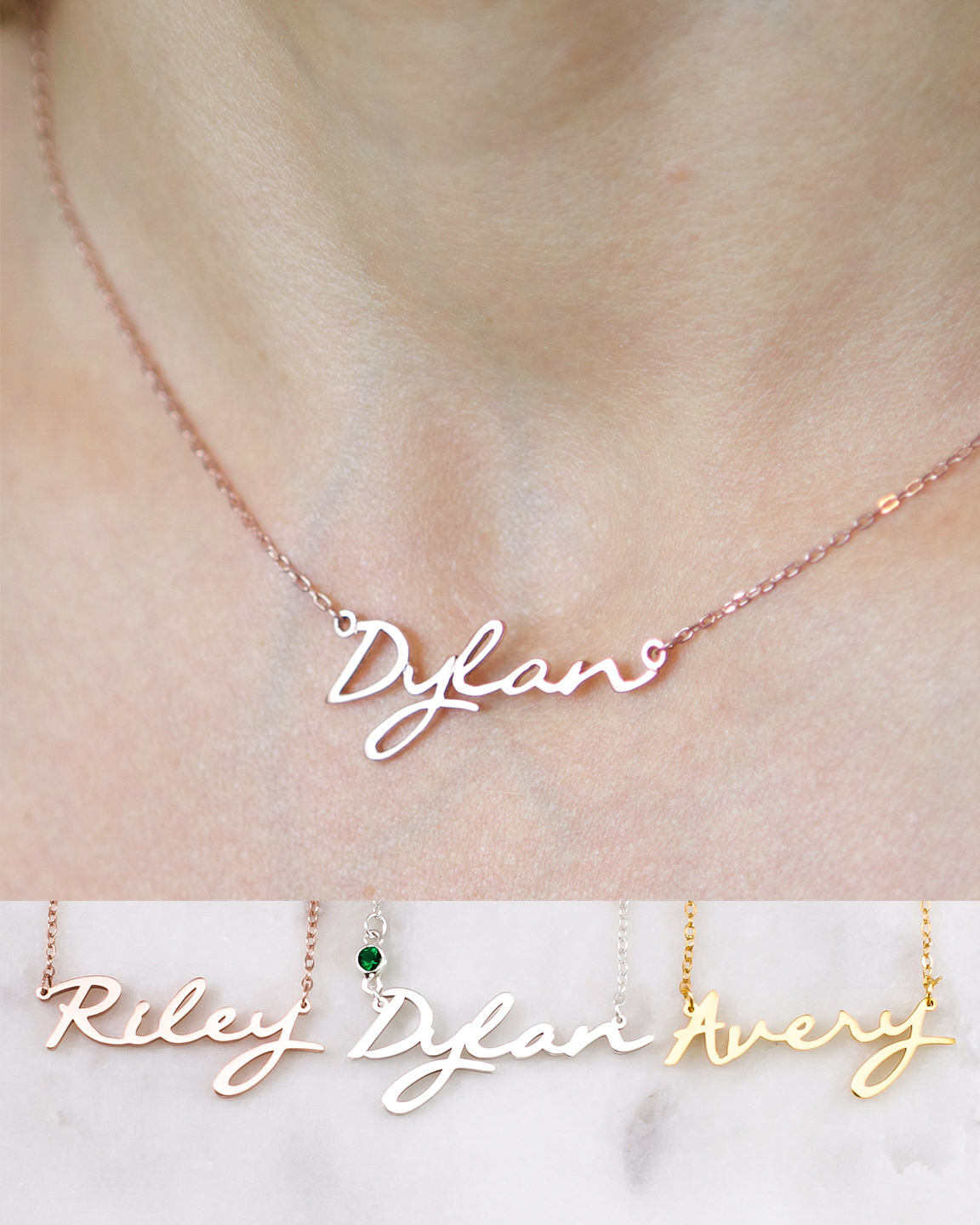 Personalized Name Choker Necklace with Birthstone - Christmas &amp; Birthday Gift