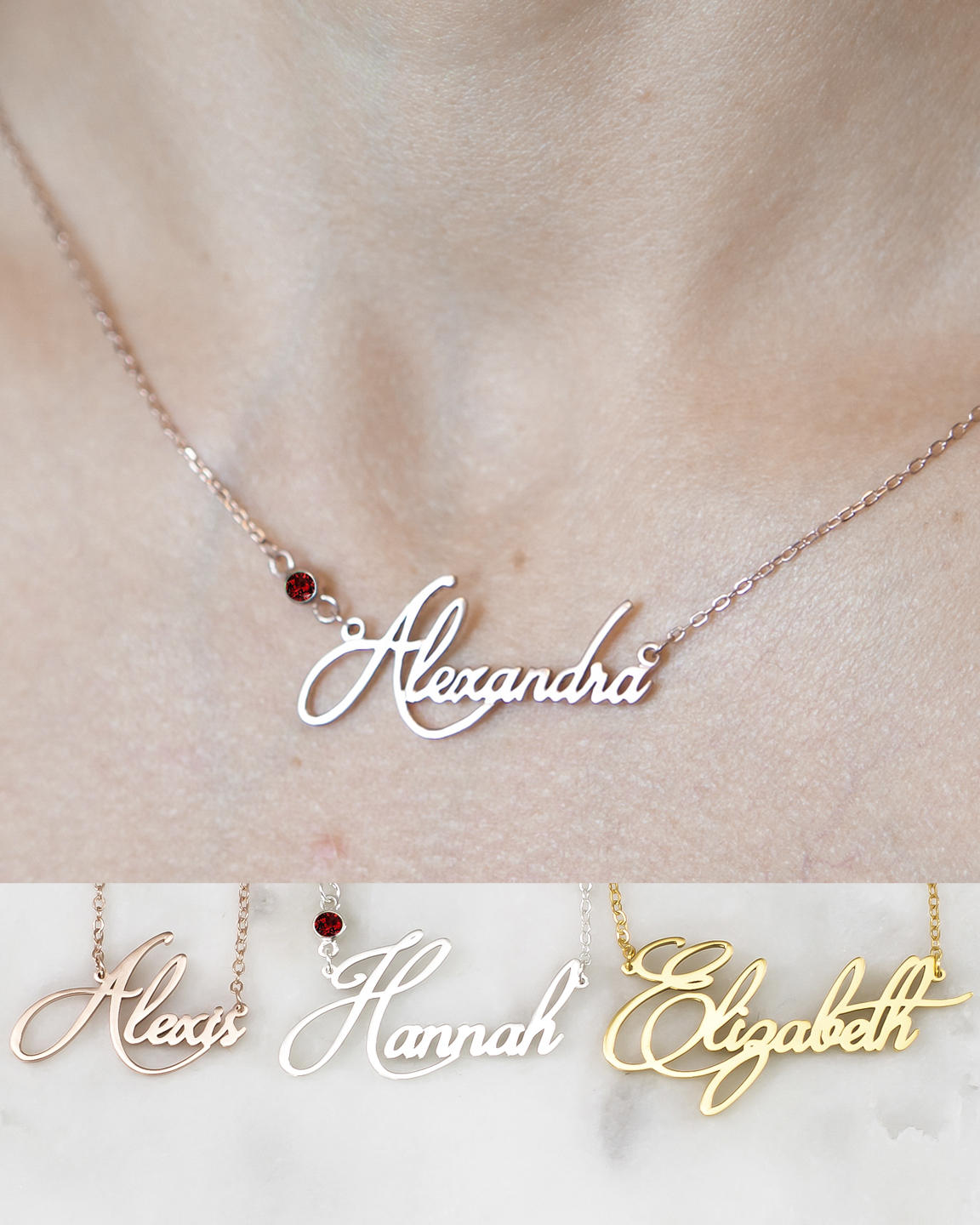Custom Name Necklace - Personalized Jewelry for Children, New Moms, Bridesmaids &amp; Christmas Gifts