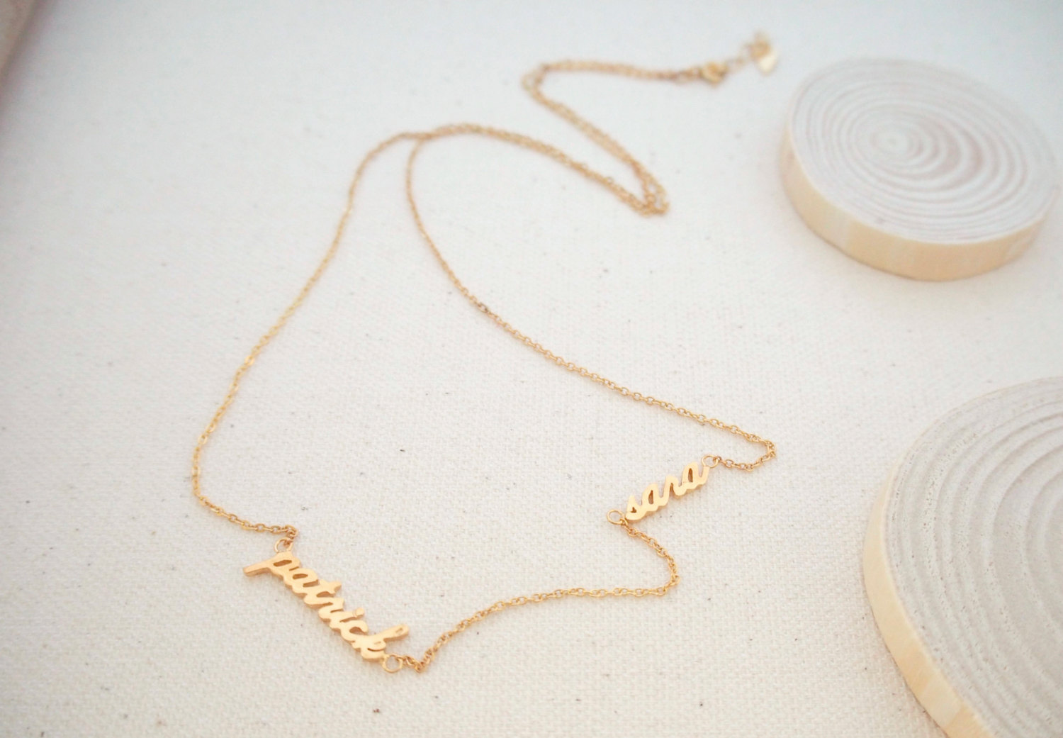 Custom Two Name Necklace - Personalized Dainty Necklace - Children's Names Charm - Mom Gift