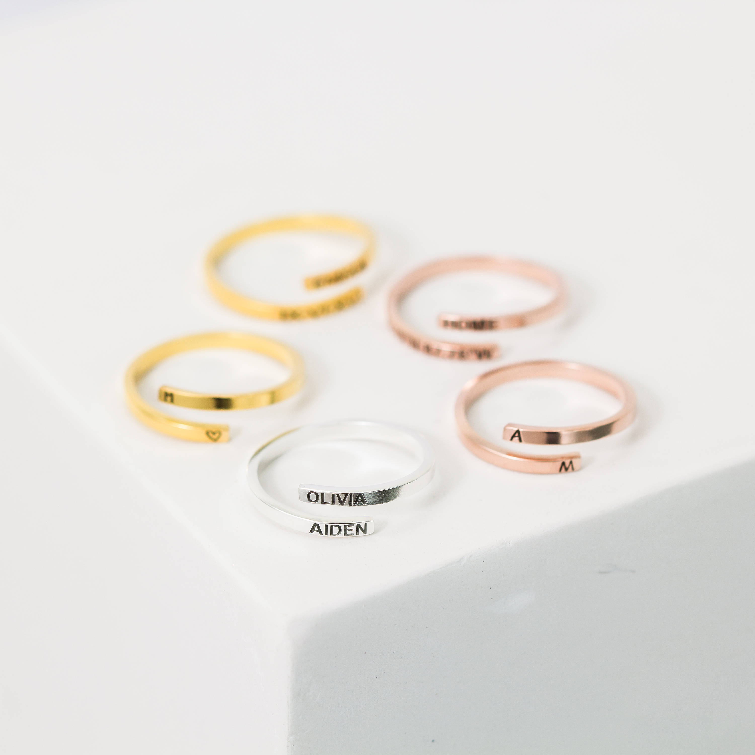 Personalized Gold Initials Ring - Custom Name Wrap Ring - Dainty Gift for Her - Christmas Gift
