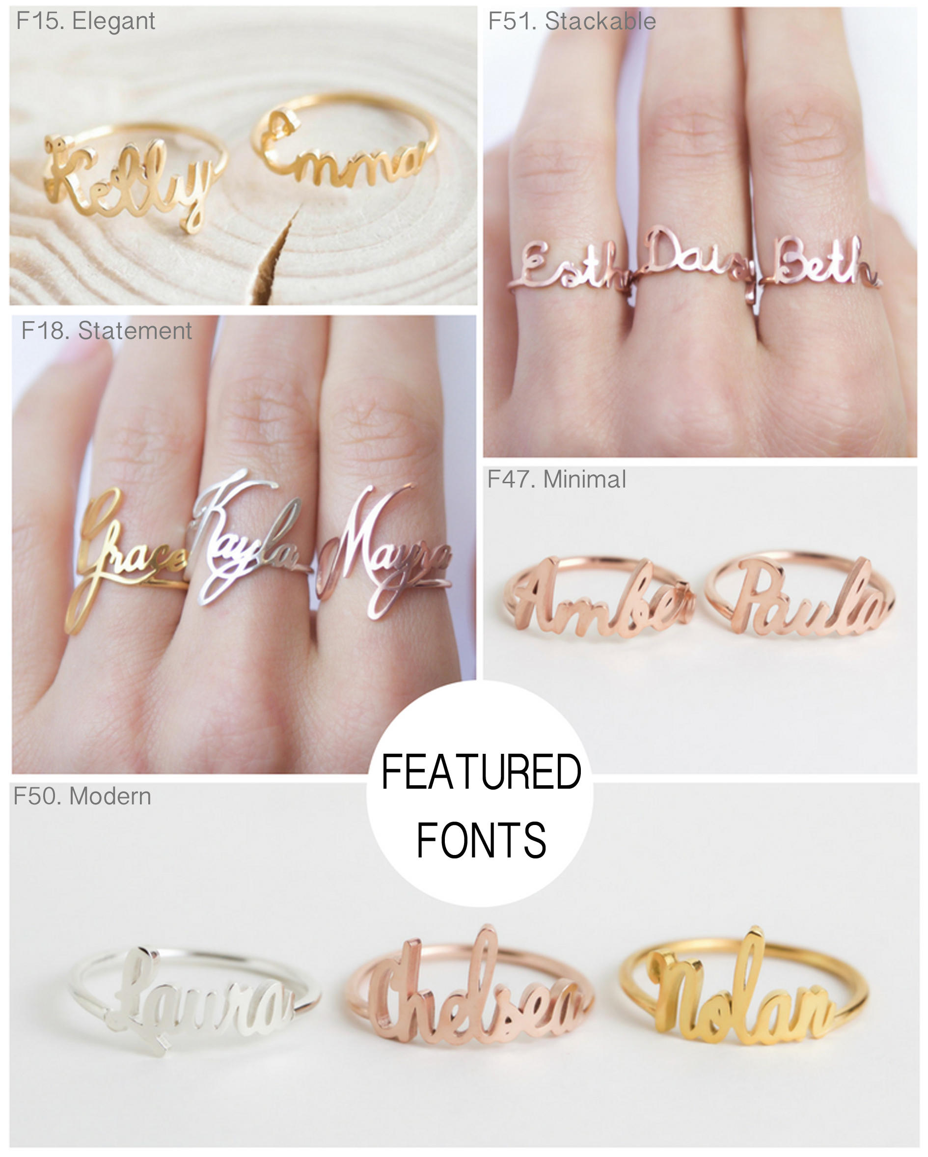 Sterling Silver Custom Name Ring - Bridesmaids &amp; Personalized Jewelry Gift for Her