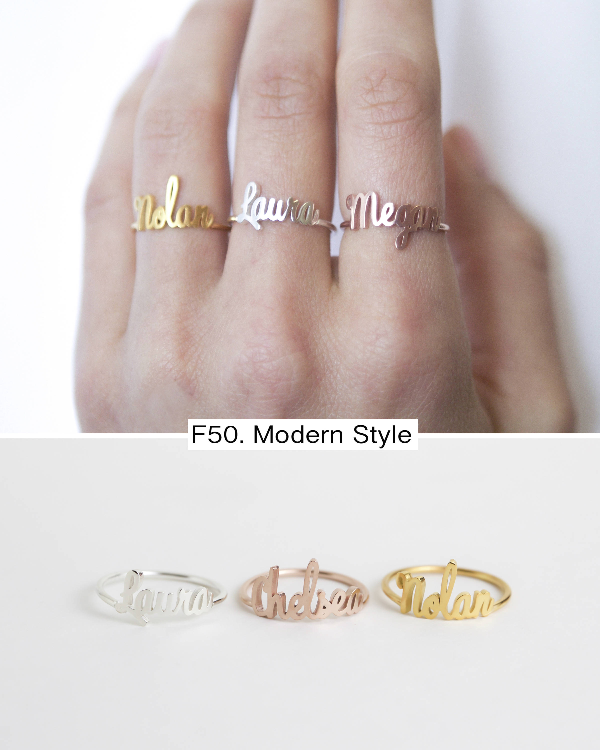 Sterling Silver Custom Name Ring - Bridesmaids &amp; Personalized Jewelry Gift for Her