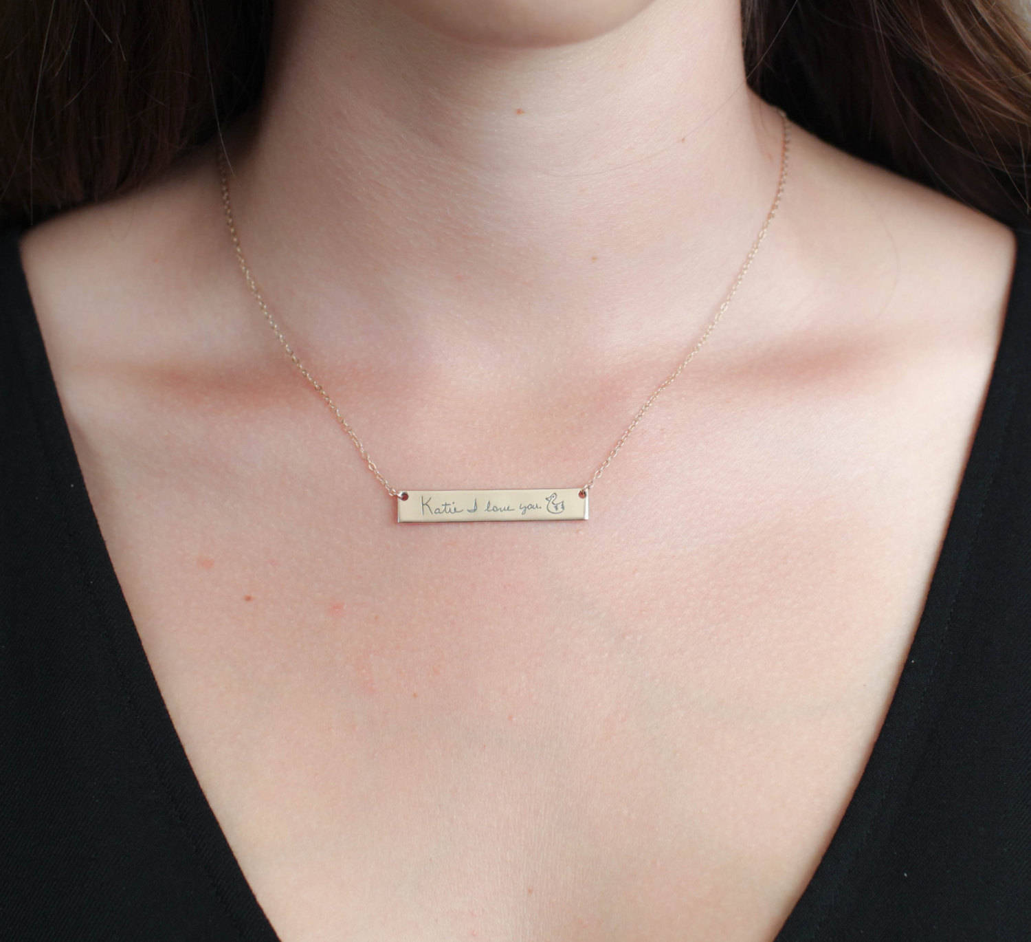 Custom Handwriting Necklace - Engraved Signature Jewelry - Personalized Gift for Her