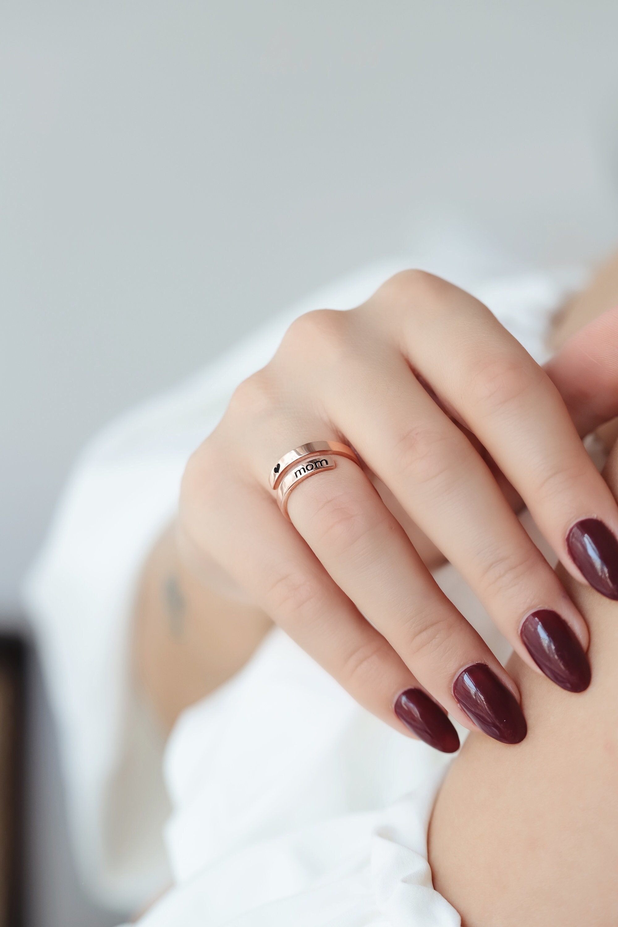 Angel Name Stacking Ring, Personalized Hug Ring, Custom Double Name Ring, Gift for Her, Jewelry
