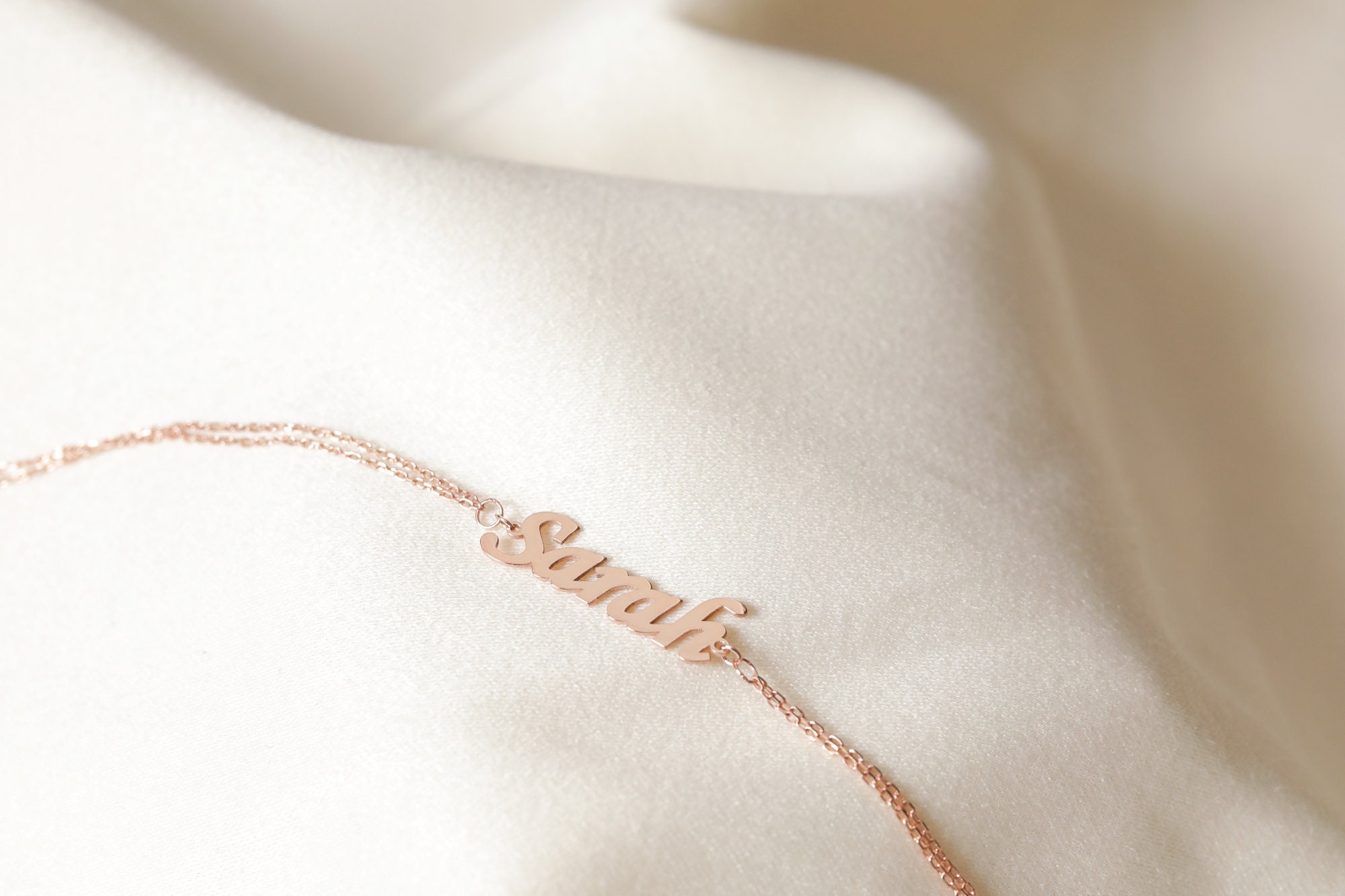 Sterling Silver Rose Gold Plated Name Ring Hand Chain Slave Bracelet Valentine's Day Christmas Gift for Her Mom