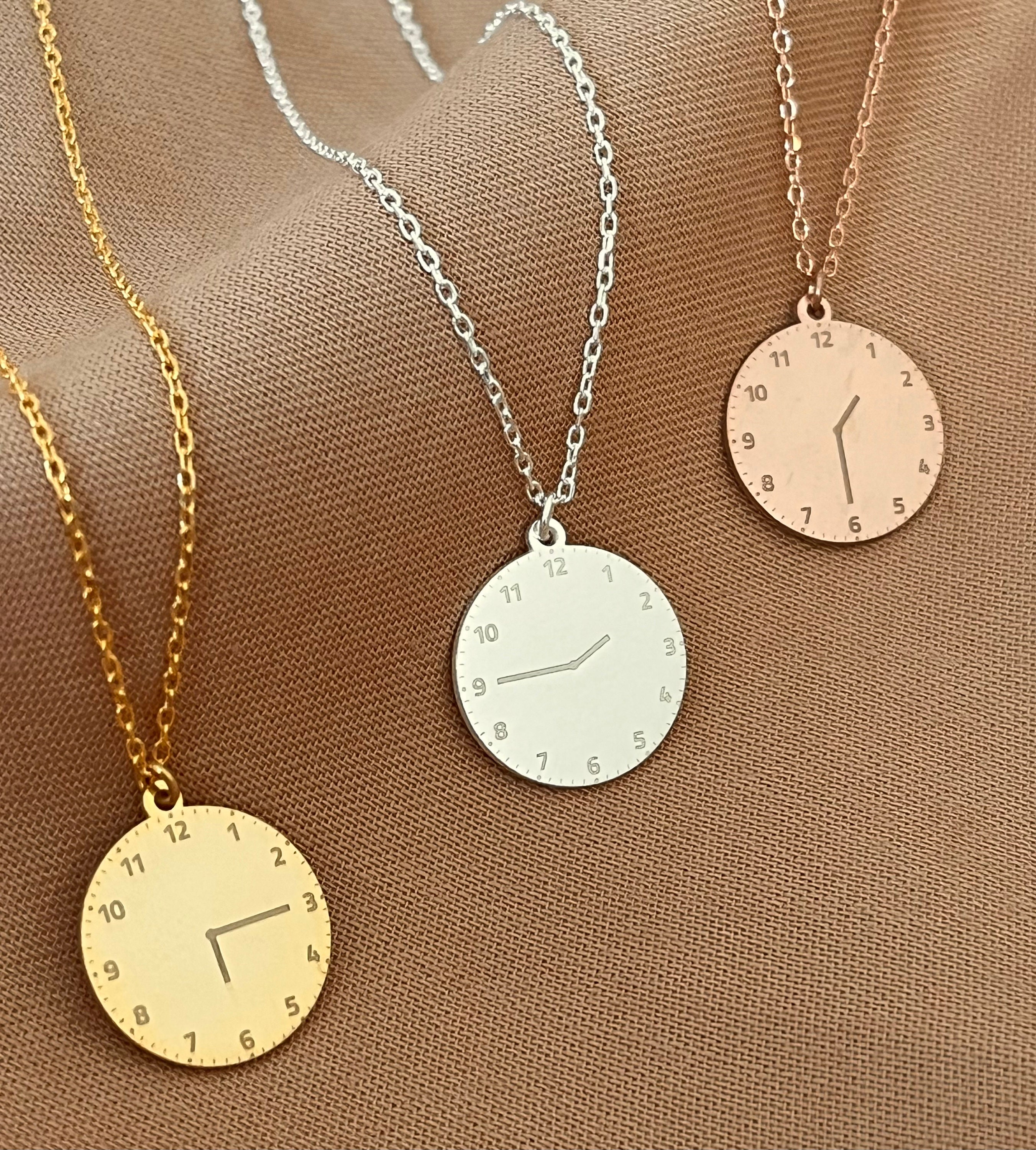 Personalized Engraved Necklace with Baby Birth or Wedding Engagement Time - Ideal Valentine's Anniversary Gift